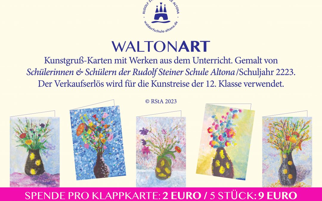 Ab sofort im Schulbüro: Kunstgruß-Karten mit Werken aus dem Kunstunterricht!